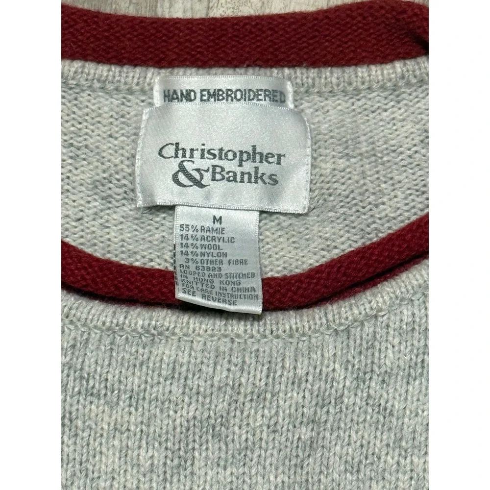 Christopher &‎ Banks Embroidered Snowflake Sweater Holiday Winter Size M
